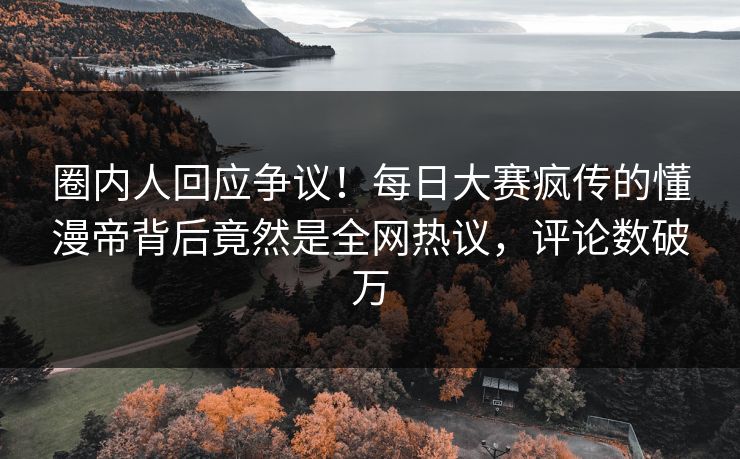 圈内人回应争议！每日大赛疯传的懂漫帝背后竟然是全网热议，评论数破万
